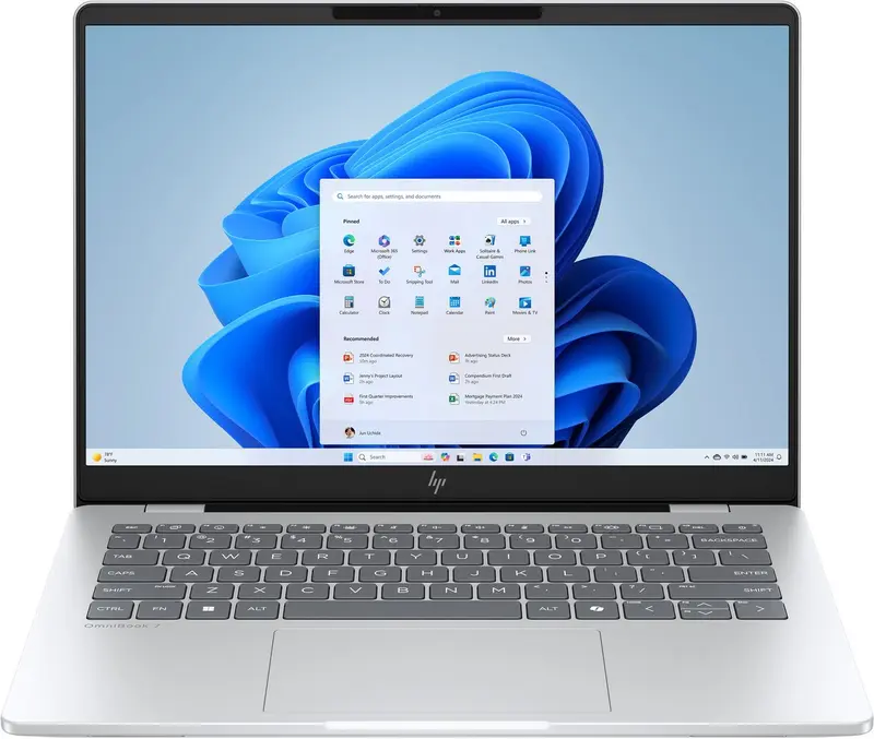 HP OmniBook 7 AI 14-fr0220nw Intel Core Ultra 5 225U Laptop 35,6 cm (14") 2K 16 GB LPDDR5-SDRAM 512 GB SSD Wi-Fi 6E (802.11ax) Windows 11 Home AI PC Zilver