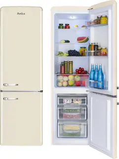 Amica Retro Koel-Vriescombinatie AR8242C - Crèmekleur (Beige) - E label - scharnier rechts