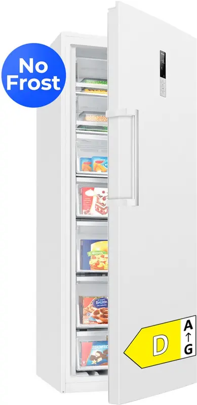 Bomann GSVS 7365 – Grote Vrijstaande Vriezer ook als Koelkast te gebruiken – Total No Frost - 380 liter inhoud - 186 cm hoog – 70 cm breed – Wit – Energieklasse D