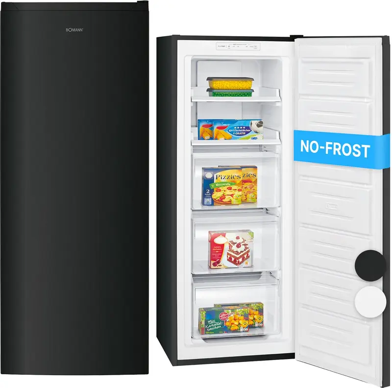 Bomann GS 7343 – Vrijstaande Vriezer – No Frost - 161 liter – Dark Inox – Energieklasse D