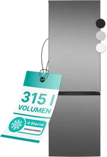 Bomann KG 7357 - Koel-vriescombinatie - 315 Liter - Energieklasse C - 40 dB - Inox Look