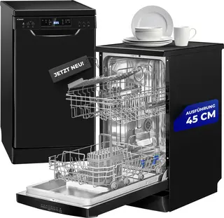 Bomann GSP 7418 Zwart - Vrijstaande Vaatwasser 45 cm - 10 Couverts - 7 Programma's - AutoOpen