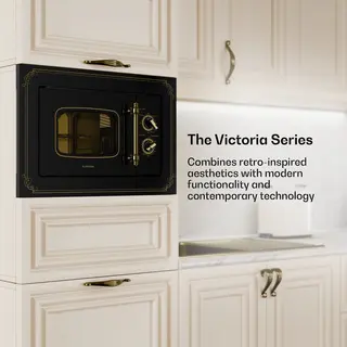 Klarstein Magnetron Victoria 20 inbouw retro, 20 L, 800 W Mikrowellen /1000 W grillvermogen, 3 Kombi functies, rvs, . Einbaurahmen, zwart - voor Keuken - Microwave - Combimagnetron - Microgolfoven