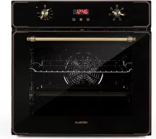 Klarstein Inbouwoven Elizabeth elektrische , retro design, 49L, autark, recirculatie / boven / onderwarmte / Grill, 2200 Watt, 50 250 °C, draaiknop en deurgreep in , zwart - Inbouw Oven elektrische Oven - 60 cm - voor Keuken