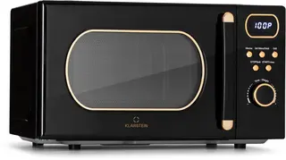 Klarstein Magnetron met Grill, 800 W, 20 Liter, 3-in-1 RVS Zwart, Met Ontdooien en Pizzafunctie, Draaiplateau, Compact - voor Keuken - Bruin - Microwave Combimagnetron Microgolfoven Microwave Oven