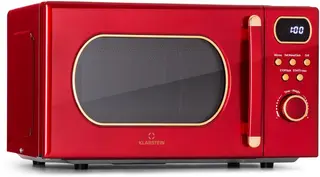 Klarstein magnetron met Grill, 800 Watt magnetron klein, 3 in 1Edelstahl magnetron rood, Kleine 20 Liter magnetron met ontdooi en Pizzafunktion, Drehteller, Platzsparend, Einfach zu Bedienen - voor Keuken - Bruin - Microwave
