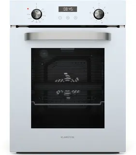Klarstein SmartSlim inbouwoven – elektrische oven van 49 liter met 8 functies, digitale timer, stoomreiniging, uitneembare glazen deur, zwart gehard glas, energieklasse A, 45 cm