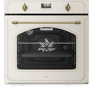 Klarstein Victoria Pyro elektrische oven - 76 liter inbouwoven, retro design, 11 standen, pyrolytische reiniging, geëmailleerde binnenkant, viervoudige beglazing, energieklasse A, geïntegreerde enkele oven, crème