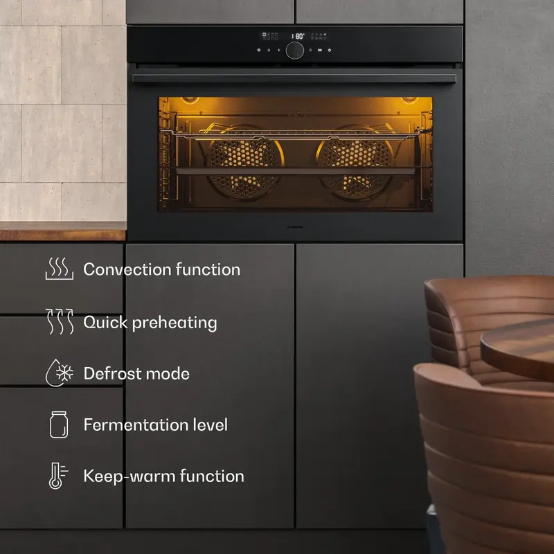 Klarstein Inbouwoven Velaire 90 cm - 127 l elektrische oven, 16 standen, digitale bediening, geëmailleerde binnenkant, timer, kinderslot, energieklasse A, geïntegreerde enkele oven, matglazen ontwerp - 127L - voor Keuken