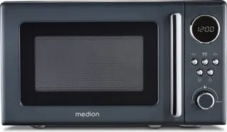MEDION Retro magnetron (20 liter, ca. 800 watt, 5 magnetronstanden, digitaal display, ontdooifunctie, compact) grijs