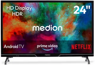 MEDION 59.8 cm 24" HD TV Android TV Smart TV HDR Prime Video PVR Bluetooth, MD824100