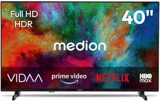 MEDION 100.3 cm 40" HD TV Smart TV HDR VIDA Store Prime Video Disney+ DAZN HbbTV PVR Bluetooth HD+, MD840101