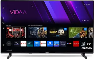 MEDION 108 cm 43" HD TV Smart TV HDR VIDA Store Prime Video Disney+ DAZN HbbTV PVR Bluetooth HD+, MD843101