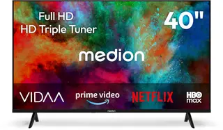 MEDION 100,3 cm (40 inch) Full HD-tv (Smart-TV, HDR, VIDAA Store, Prime Video, Disney+, DAZN, Paramount+, HbbTV, PVR, HD-triple-tuner, MD 840102)