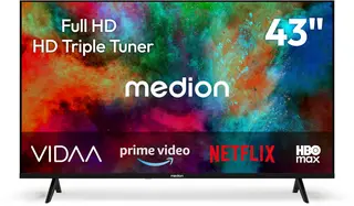 MEDION 108 cm (43 inch) Full HD-televisie (Smart-TV, VIDAA Store, Prime Video, Disney+, DAZN, Paramount+, HbbTV, PVR, HD Triple Tuner, MD 843102)