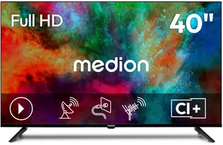 MEDION 100.3 cm 40" Full HD TV Triple Tuner DVB-T2 HD DVB-C DVB-S2 2x HDMI USB sleeptimer mediaspeler VESA CI+, MD840002