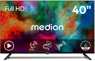 MEDION 100.3 cm 40" Full HD TV geïntegreerde DVD speler Triple Tuner DVB-T2 HD DVB-C DVB-S2 2x HDMI USB sleeptimer mediaspeler VESA CI+, MD840003