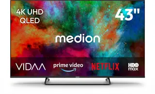 MEDION 108 cm (43 Zoll) QLED Fernseher (Smart-TV, Dolby Vision HDR, HBO Max, MagentaTV, Prime Video, Disney+, DAZN, Paramount+, Dolby Atmos, VIDAA Store, PVR, Bluetooth, MD 843602)