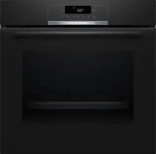 Bosch - HQG572BB3F - Serie 4 - Inbouwoven - Energielabel A+ - Air Fry-functie: voor perfect en gezonde gefrituurde gerechten - Eenvoudig te reinigen met pyrolytische zelfreiniging- Stoomoven - Zwart