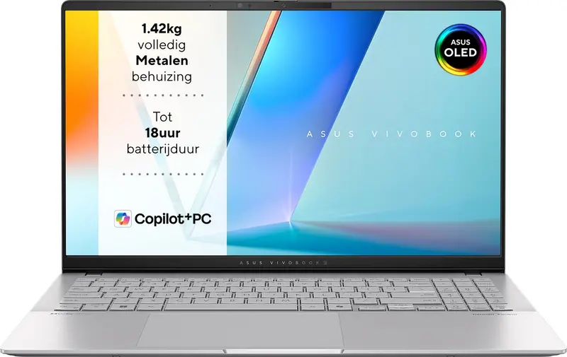 ASUS Vivobook S15 2024 - Snapdragon X Elite X1E-78-100 - 15,6 inch - 16 GB / 1 TB - Zilver