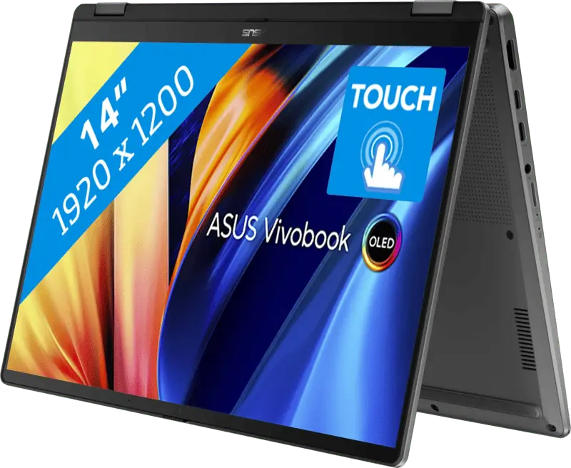 ASUS Vivobook 14 Flip OLED 2025 - Intel Core Ultra 7 256V - 14 inch - 16 GB / 512 GB - Grijs