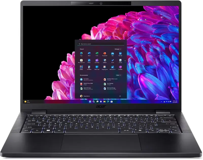 Acer TravelMate P6 14 TMP614-73-TCO-72YL Intel Core Ultra 7 155H Laptop 35,6 cm (14") WQXGA 32 GB LPDDR5x-SDRAM 1 TB SSD Wi-Fi 7 (802.11be) Windows 11 Pro Nederlands Zwart