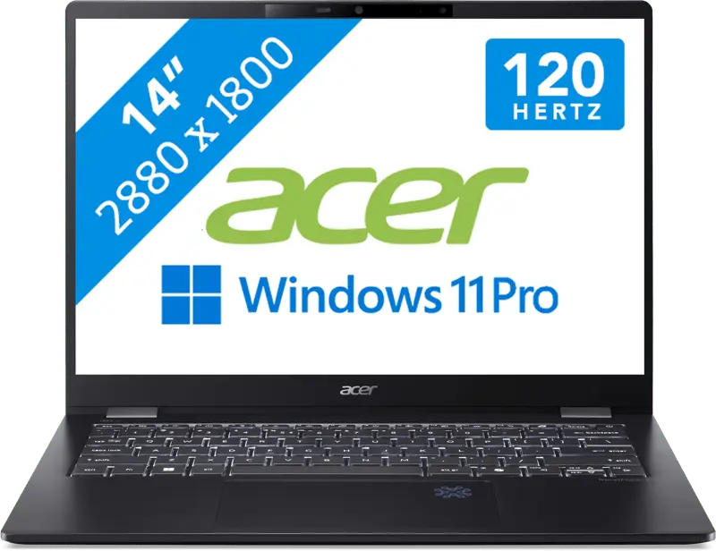 Acer TravelMate P6 14 AI 2025 - Intel Core Ultra 7 258V - 14 inch - 32 GB / 1 TB - Zwart