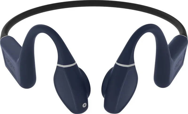Creative Outlier Free Pro+ Bone-conduction-IPX8-sport hoofdtelefoon met Bluetooth 5.3, verstelbare conducties, geintegreerde 8 GB MP3-speler, tot 10 uur batterijduur, geintegreerde microfoon,waterdicht (blauw en zwart)