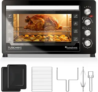 Tubrotronic EVS60 - Vrijstaande Oven - 60 liter - Mini Oven - 2000W - Incl Draaispit en bakplaten - Zwart