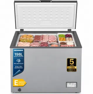 Heinner HCF-205NHSE++ Vrieskist – 198 L – Waterbestendig LED-display – LED-verlichting – Inverter Compressor – Zilver – 5 Jaar Garantie