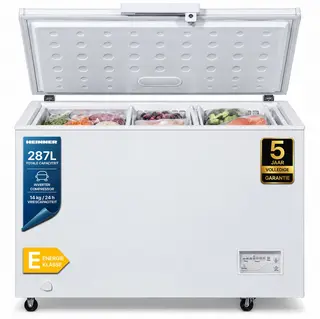 Heinner HCF-287CNHE++ Vrieskist – 287 L – Convertible (Vriezer/Koelkast) – Waterbestendig Display – LED-verlichting – Snelvriesfunctie – Wit – 5 Jaar Garantie