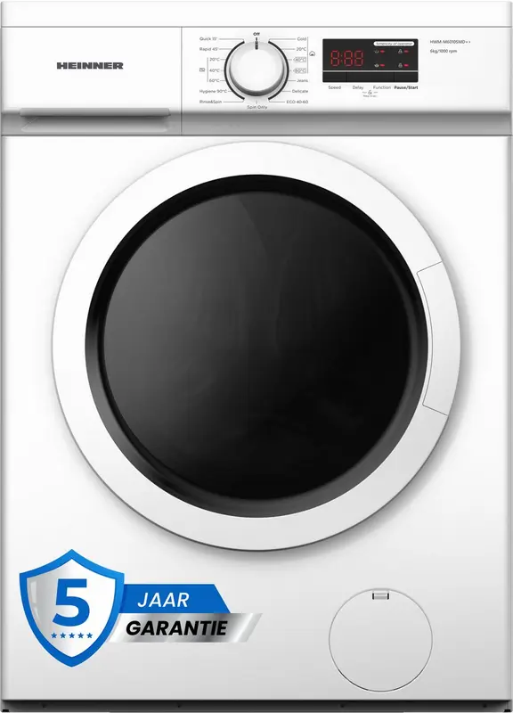 Heinner HWM-M6010SMD++ Slanke Wasmachine 6 kg – 15 Wasprogramma’s – 1000 tpm – Kinderslot – Digitaal Display – Wit – 5 Jaar Garantie