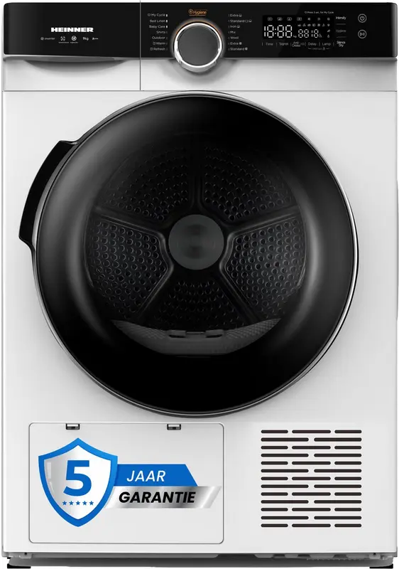 Heinner HHPD-M9K3A+++ Warmtepompdroger 9 Kg – 14 Droogprogramma’s – LED-Display – Touchbediening – Anti-Kreuk – Kinderslot – Wit – 5 Jaar Garantie