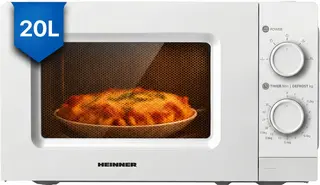 Heinner Vrijstaand Magnetron 20 L – Mechanische Bediening – 700 W – 6 Vermogensstanden – Timer – Ontdooifunctie – Wit