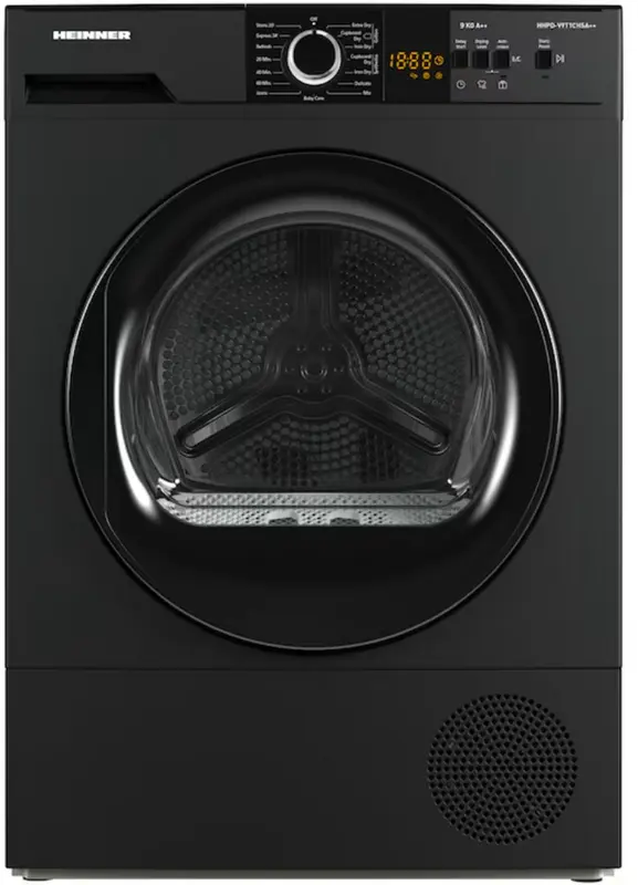 Heinner Wasdroger - Warmtepompdroger - 8 KG - 15 Programma's - LED Display - Trommelverlichting - Antraciet