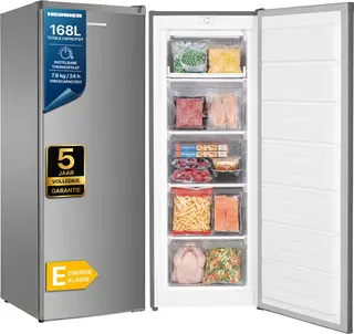 Heinner HFF-HM168SE++ Vrieskast – 168 L – Instelbare Mechanische Thermostaat – Energieklasse E – Omkeerbare Deur – Zilver – 5 Jaar Garantie