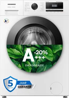 Heinner HWM-HME8014IVA20+++ Wasmachine - 8 kg - 1400 tpm - Energieklasse A-20% - Inverter Motor - Stoomfunctie met Allergy Steam & Baby Steam Care - 15 Programma's - Quick Wash 15 min - Wit - 5 Jaar Garantie
