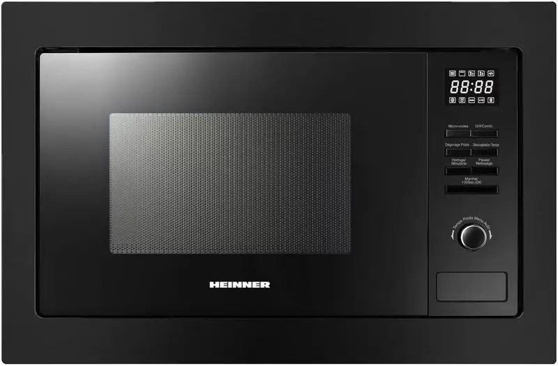 Heinner Inbouw Magnetron – 25 L – 900 W – 1000 W Grill – 5 Vermogensniveaus – Ontdooifunctie – 95 Min Maximale Kooktijd – Digitale Bediening – Zwart