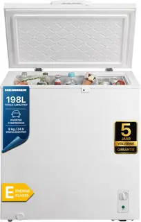 Heinner HCF-M198INVCE++ Vrieskist – 198 L – Convertible (Koelkast/Vriezer) – LED-verlichting – Inverter Compressor – Vergrendelbaar – Wit – 5 Jaar Garantie