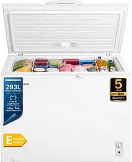Heinner HCF-M293INVCE++ Vrieskist – 293 L – Convertible (Vriezer/Koelkast) – Inverter Compressor – LED-verlichting – Vergrendelbaar – Wit – 5 Jaar Garantie
