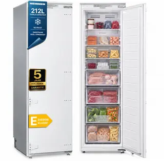 Heinner HFF-BIM212NFCE++ Inbouw Vrieskast – 212 L – No Frost – Convertible (Koelkast/Vriezer) – Elektronische Bediening – Deuralarm – Wit – 5 Jaar Garantie