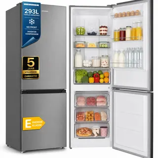 Heinner HCNF-HM293INVXE++ Koel-vriescombinatie 293 L – No Frost – Inverter Motor – Elektronische Bediening – Omkeerbare Deur – RVS – 5 Jaar Garantie