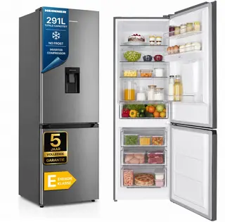 Heinner HCNF-HM291INVXWDE++ Koel-vriescombinatie RVS – 291 L – No Frost met Waterdispenser – Vrijstaand – 5 Jaar Garantie