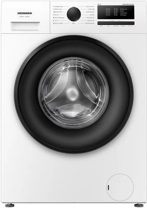 Heinner HWM-HMN7012IVSMA Slanke Wasmachine 7 kg – 1200 tpm – Inverter Motor – Energieklasse A – 15 Programma’s – 15 min Snelprogramma – Allergy Steam –Wit – 5 Jaar Garantie