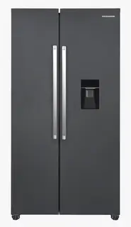 Heinner HSBS-HM439NFINVDGWDE++ American Side-by-Side Koelkast met Waterdispenser 439 L – Total No Frost – Super Freezing – Open-deur Alarm – Vingerafdrukbestendige Afwerking – Antracietgrijs – 5 Jaar Garantie