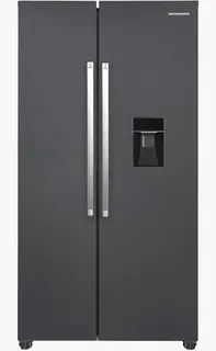 Heinner HSBS-HM529NFINVDGWDE++ American Side-by-Side Koelkast met Waterdispenser 529 L – Total No Frost – Inverter Compressor – Super Freeze – Open-deur Alarm – Vingerafdrukbestendige Afwerking – Antracietgrijs – 5 Jaar Garantie