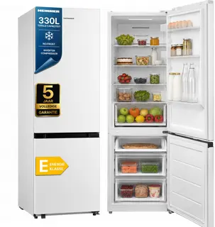 Heinner HCNF-M330INVE++ Koel-vriescombinatie – 330 L – Total No Frost – Inverter Compressor – Energieklasse E – Elektronische Bediening – Super Cooling-functie – Kinderslot – LED-verlichting – Wit – 5 Jaar Garantie