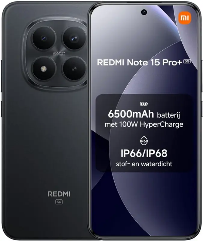 Xiaomi Redmi Note 15 Pro+ 5G 12GB+512GB Zwart | 6,83" 120Hz AMOLED | 200MP OIS | IP68 Waterdicht