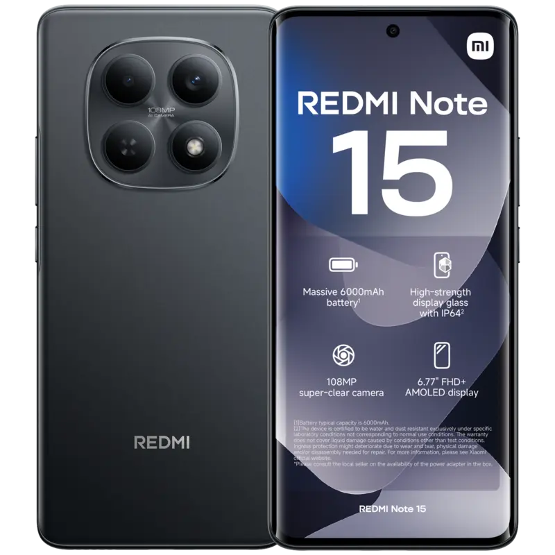 XIAOMI Redmi Note 15 - 8GB - 256GB - Zwart - 256 GB Zwart