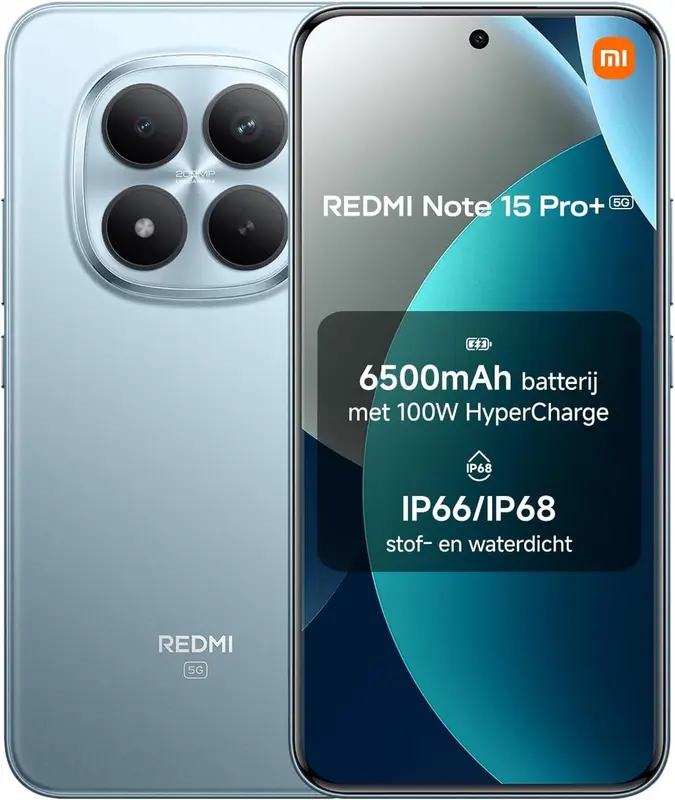 Xiaomi Redmi Note 15 Pro+ 5G 8GB+256GB Glacier Blauw | 6,83" 120Hz AMOLED | 200MP OIS | IP68 Waterdicht